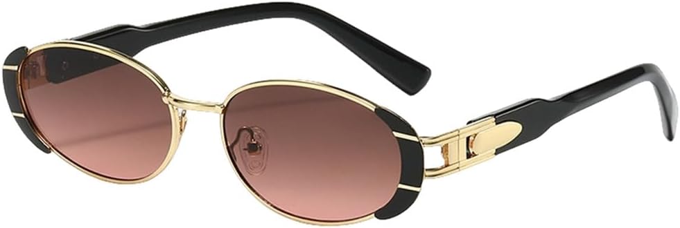 

Ретро металлические овальные солнцезащитные очки, модные дорожные солнцезащитные очки в маленькой оправе, солнцезащитные очки с защитой от УФ-излучения UV400 для вечеринок в стиле хип-хоп, SUN3336 Generic, Gold Tea