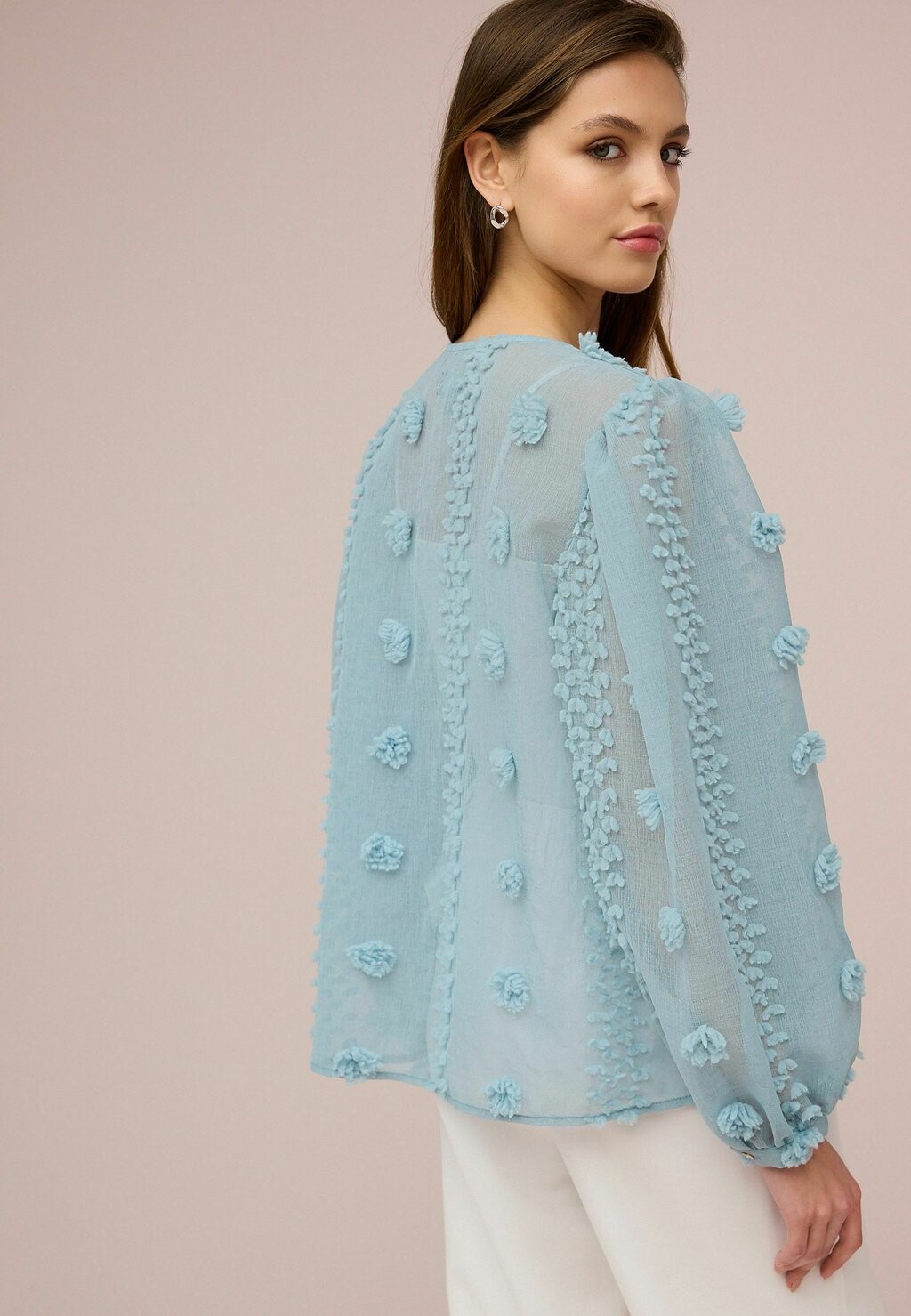 

Блуза V-NECK TUFTY PUFF SLEEVE Next, синий