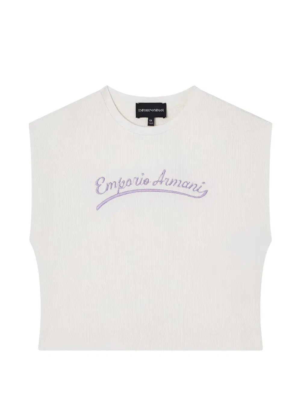 Футболка с вышитым вафельным рисунком Emporio Armani Kids, нейтральный