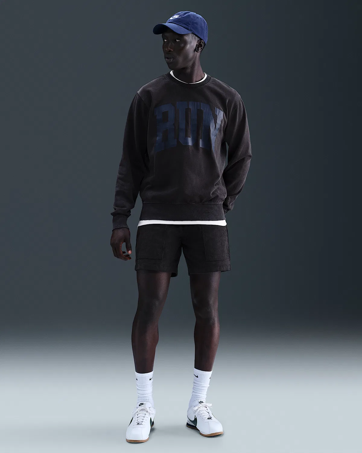 Мужская футерная кофта Nike Sportswear, Off Noir — фото 4