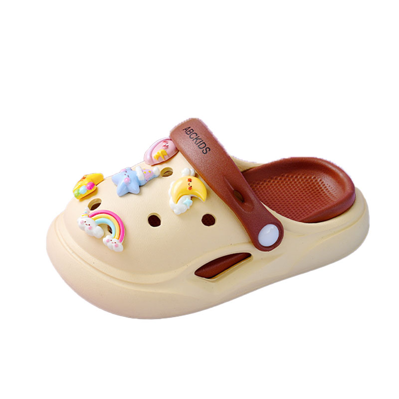 

Детские тапочки с противоскользящей подошвой, износостойкие, легкие и амортизирующие ABC KIDS, белый/коричневый