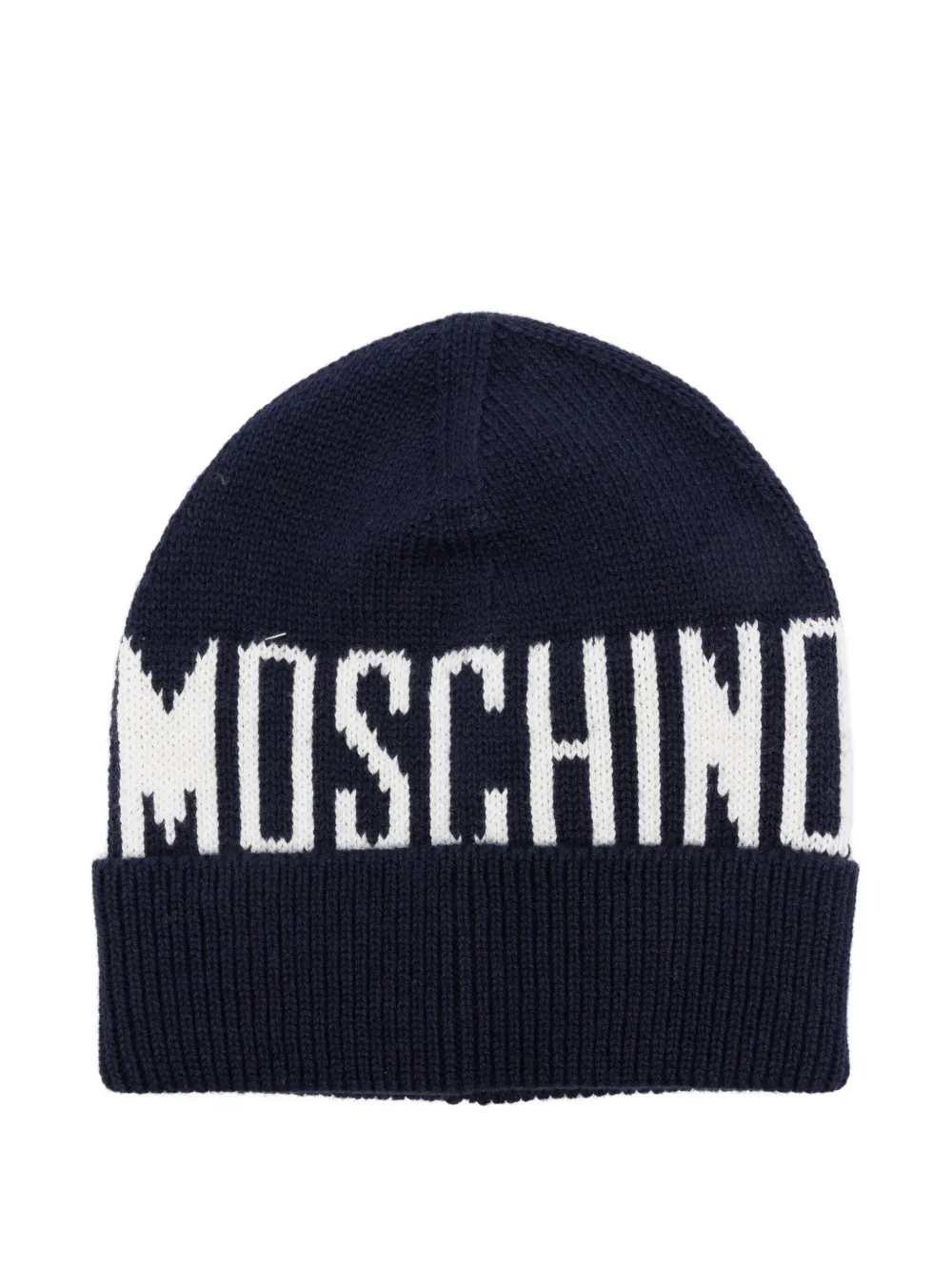 

Шапка-бини с вышитым логотипом Moschino Kids, синий