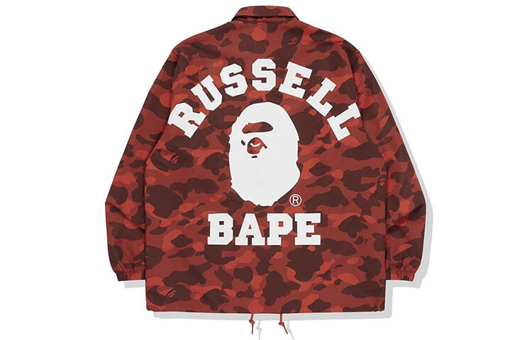 BAPE X Russell Color Camo College Coach куртка синяя A Bathing Ape, красный — фото 3