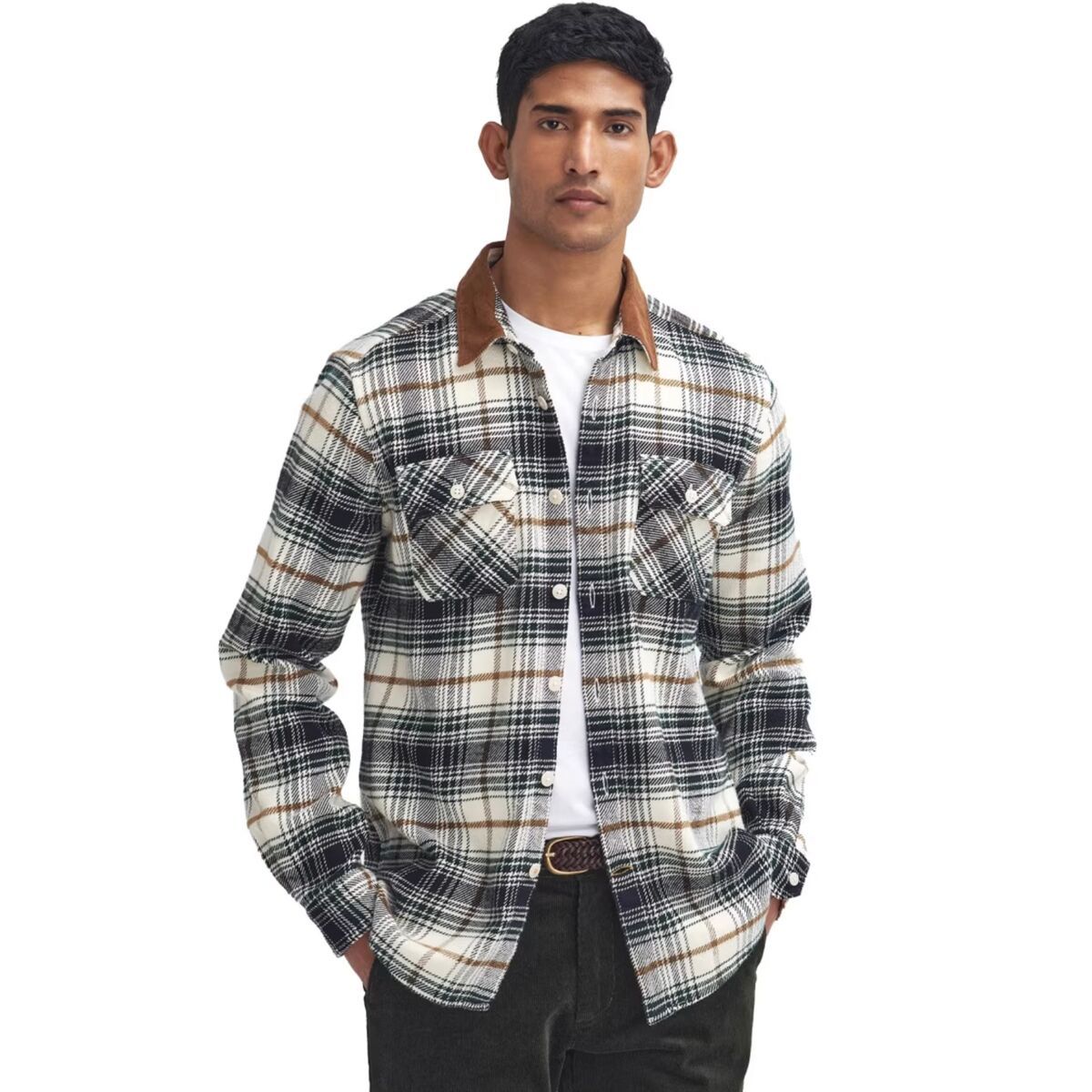 

Невис клетчатая сорочка Barbour, экрю
