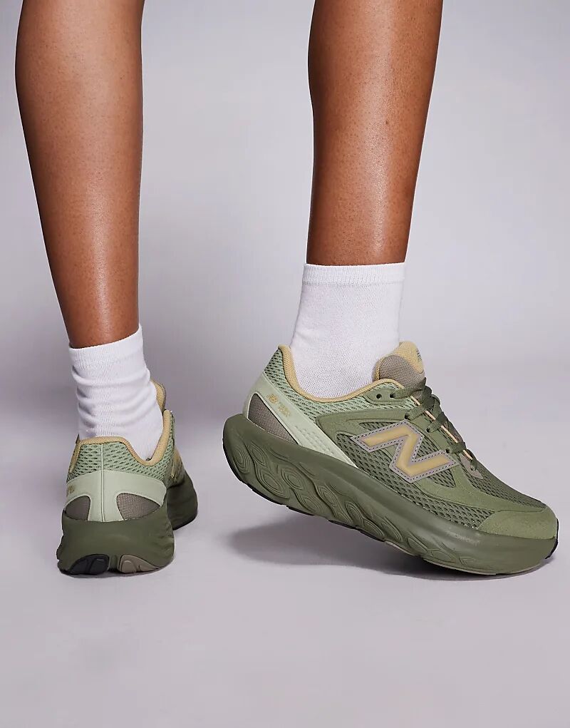 Кроссовки-унисекс New Balance Fresh Foam оливково-зеленого и бежевого цветов — фото 4