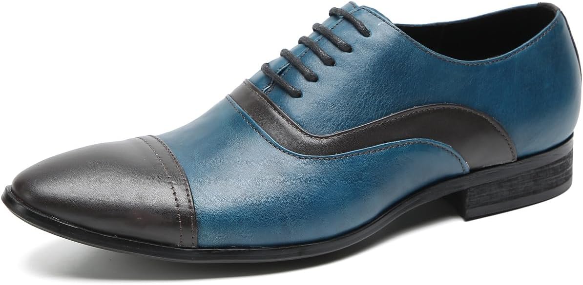 

Мужские оксфорды Santimon, формальные туфли из двухцветной кожи, модные свадебные, для вечеринки и деловых мероприятий, черный/стальной