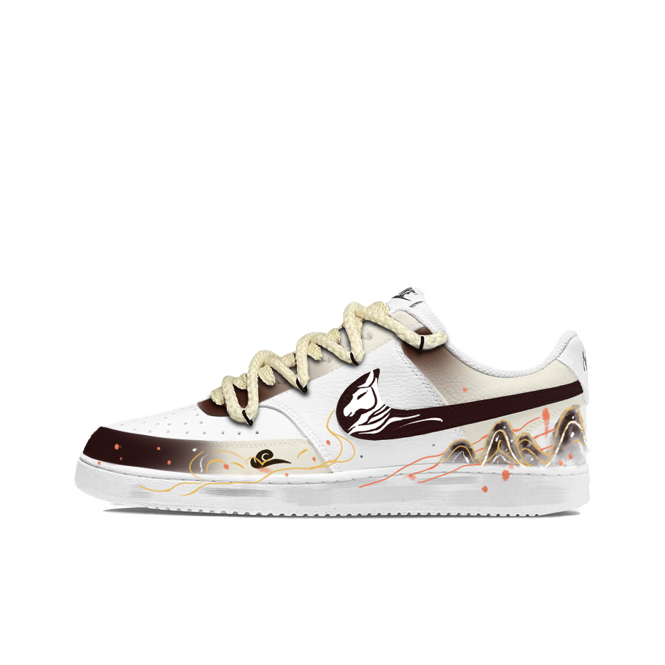 

Кроссовки Court Vision Horse Treads Mountains Leather Lightweight And Breathable Low top для мужчин Nike, черный белый коричневый