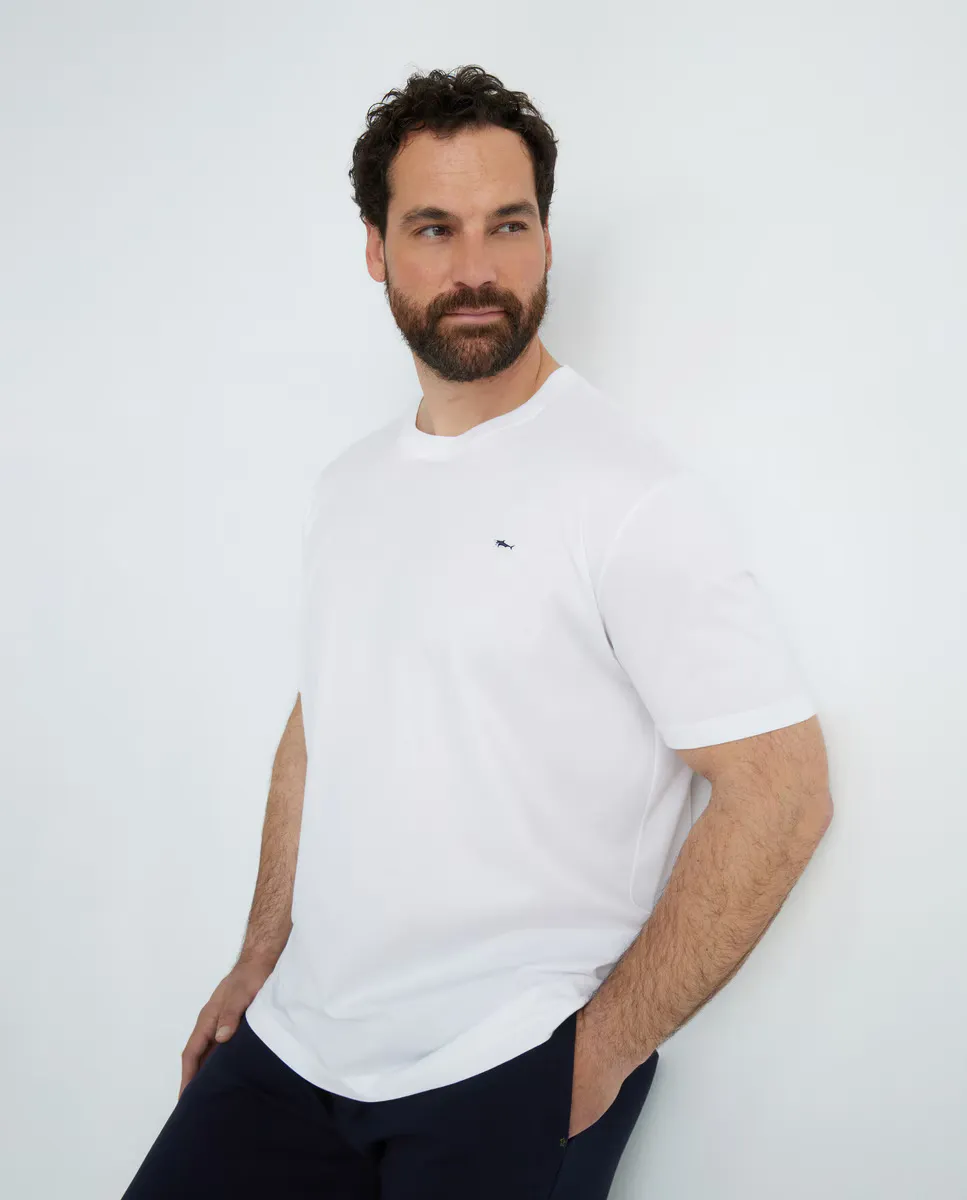 

Мужская футболка больших размеров с коротким рукавом и логотипом на груди, большие размеры Paul & Shark, белый