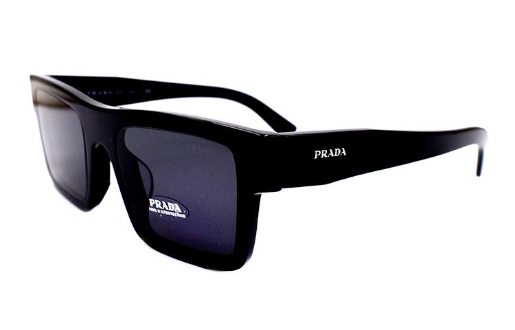 PRADA Пластиковая оправа квадратные солнцезащитные очки мужские, Black — фото 2