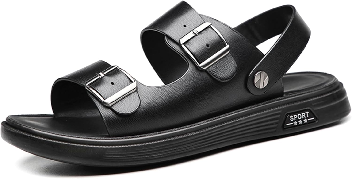 

Мужские летние повседневные кожаные сандалии Abborora с открытым носком, удобные регулируемые пляжные туфли для рыбалки и прогулок на улице, 5
