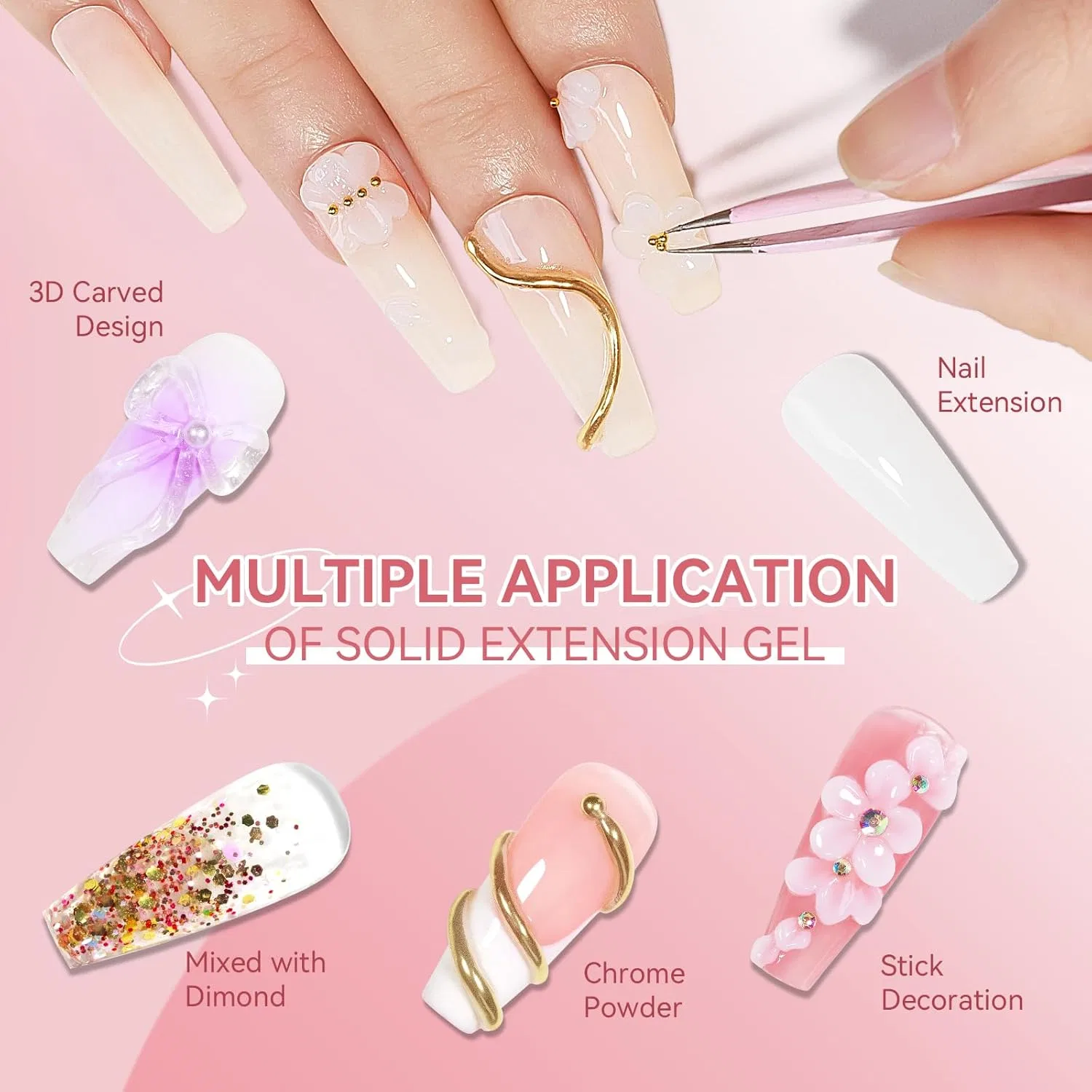 Твердый гель для наращивания ногтей SUPWEE Supwee, 2 X 3D Gel 192 — фото 4