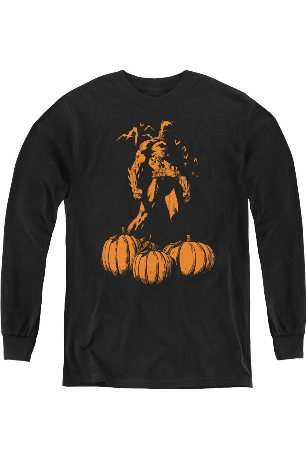 

Футболка с длинным рукавом для детей Batman «Летучая мышь среди тыкв» Gildan, черный