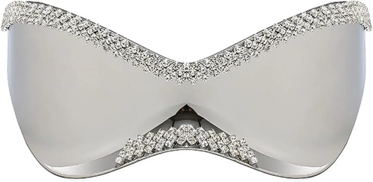 

Солнцезащитные очки Laureles с крупными стразами, цельные, в стиле Y2K, женские, в большой оправе, солнцезащитные очки-маски, мужские, зеркальные, Silver