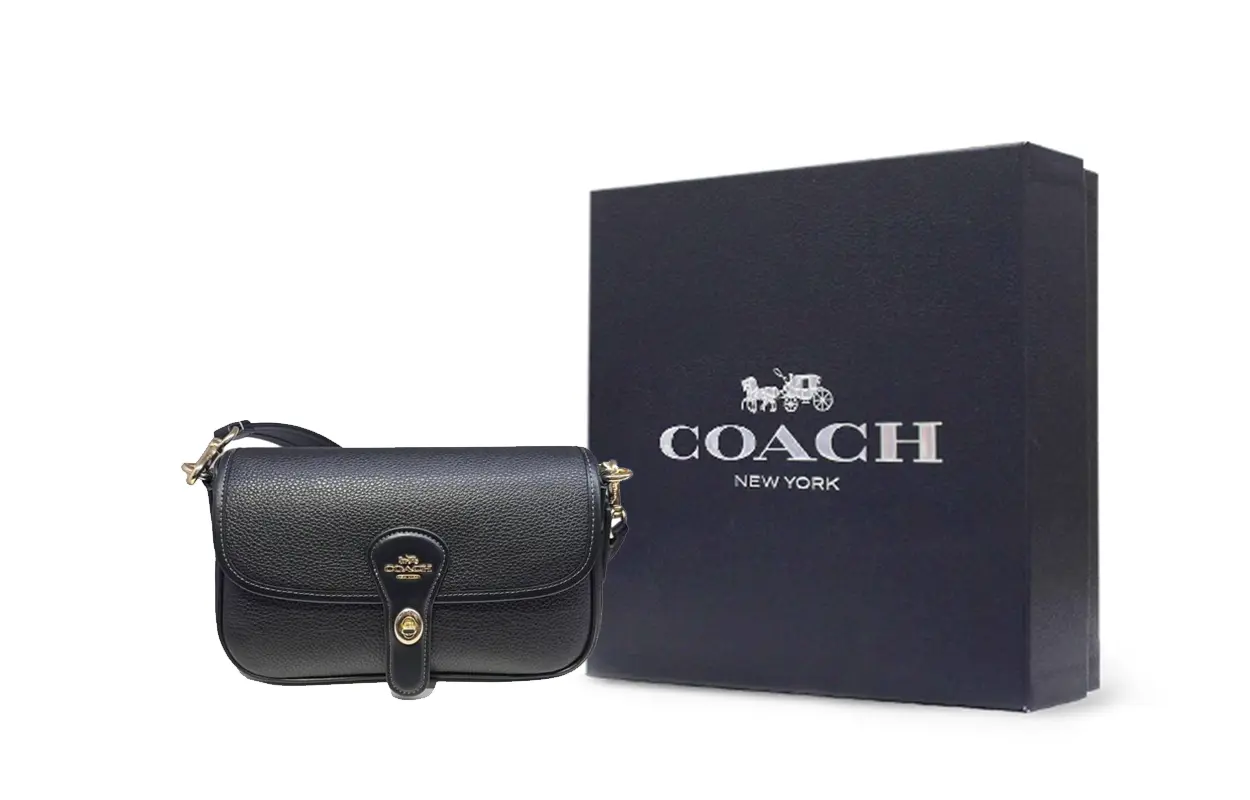 

COACH Кожаная сумка через плечо среднего размера для женщин черная