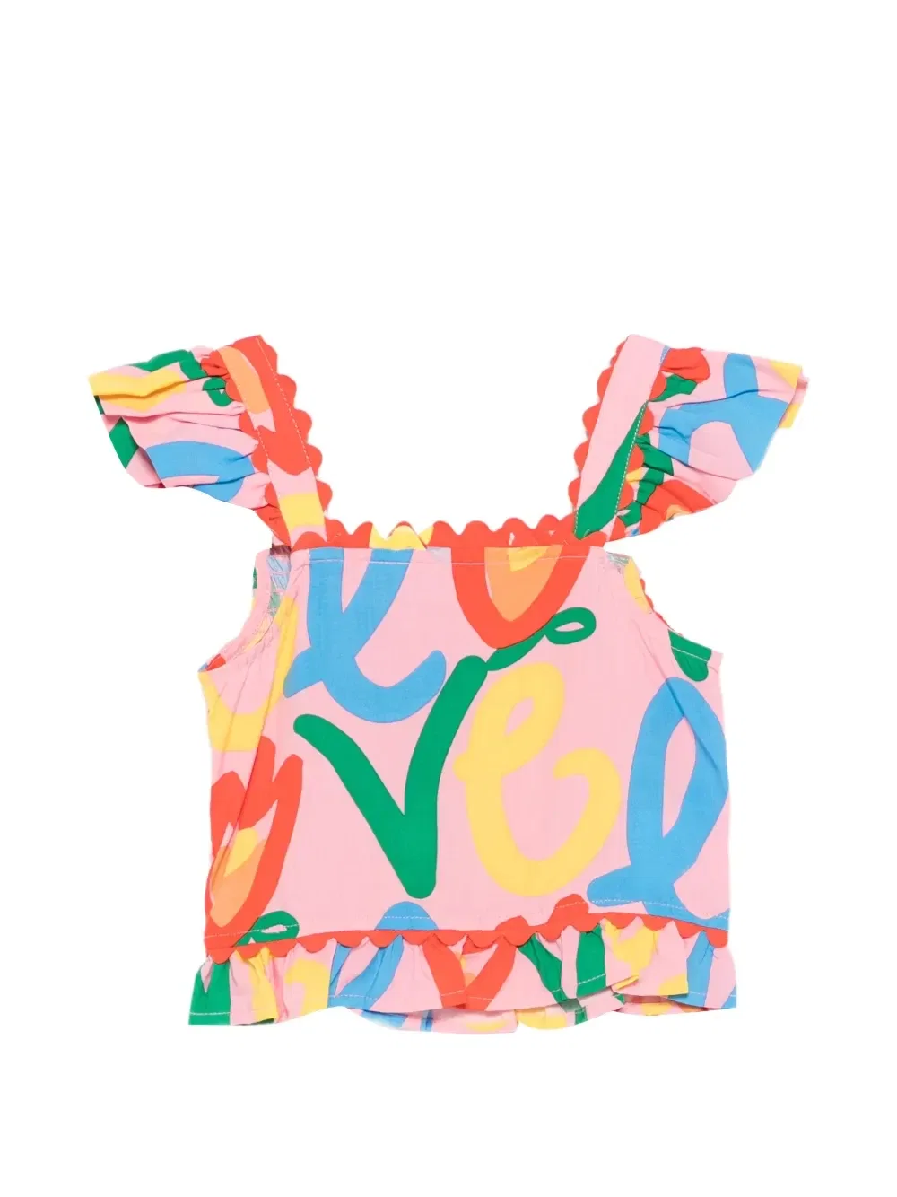 Топ с оборками и принтом Stella McCartney Kids, розовый