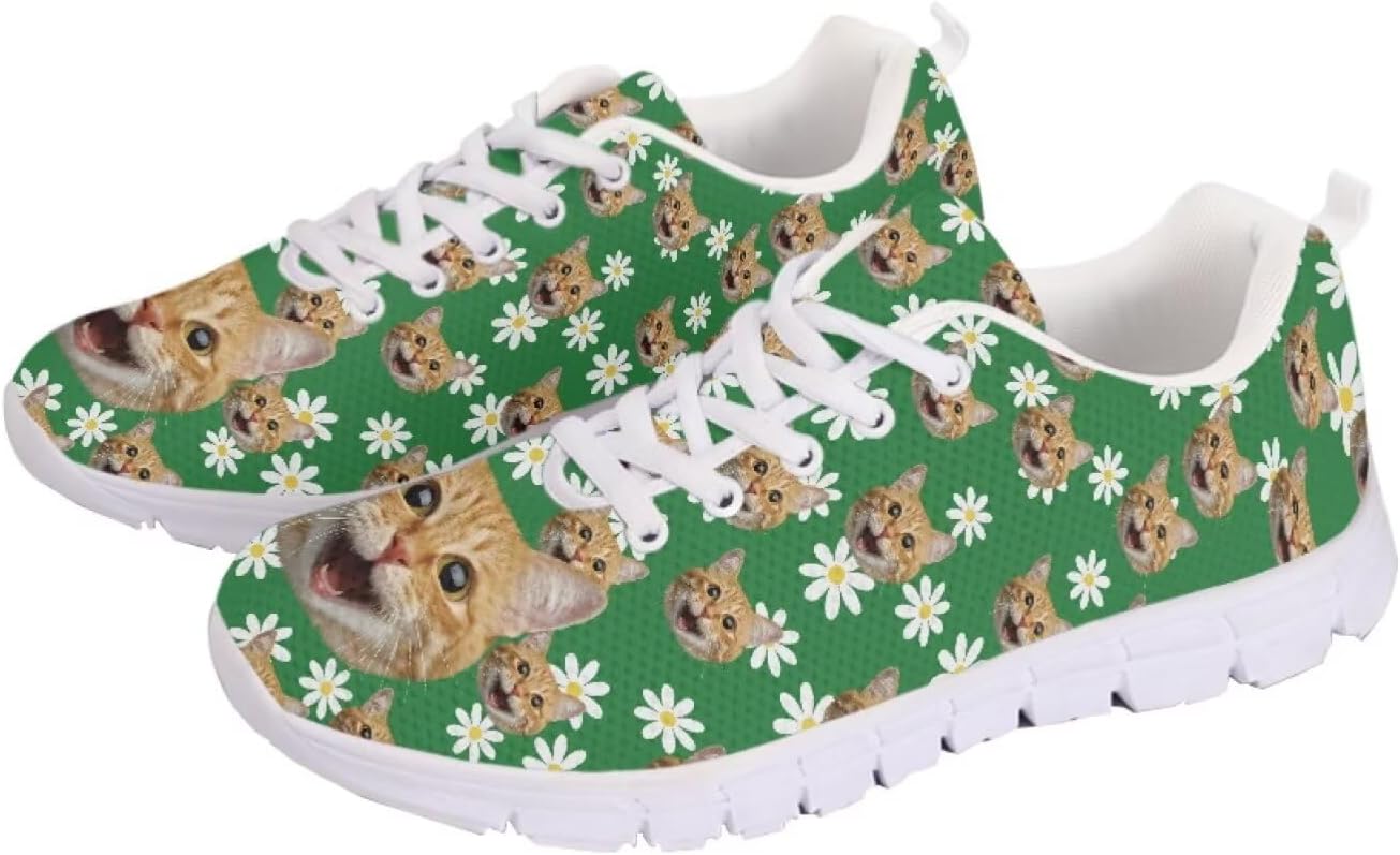 

Женские клетчатые кроссовки для бега, легкие спортивные туфли с сеткой, повседневные ходовые и беговые кроссовки Getelinseng, Cat and Daisy