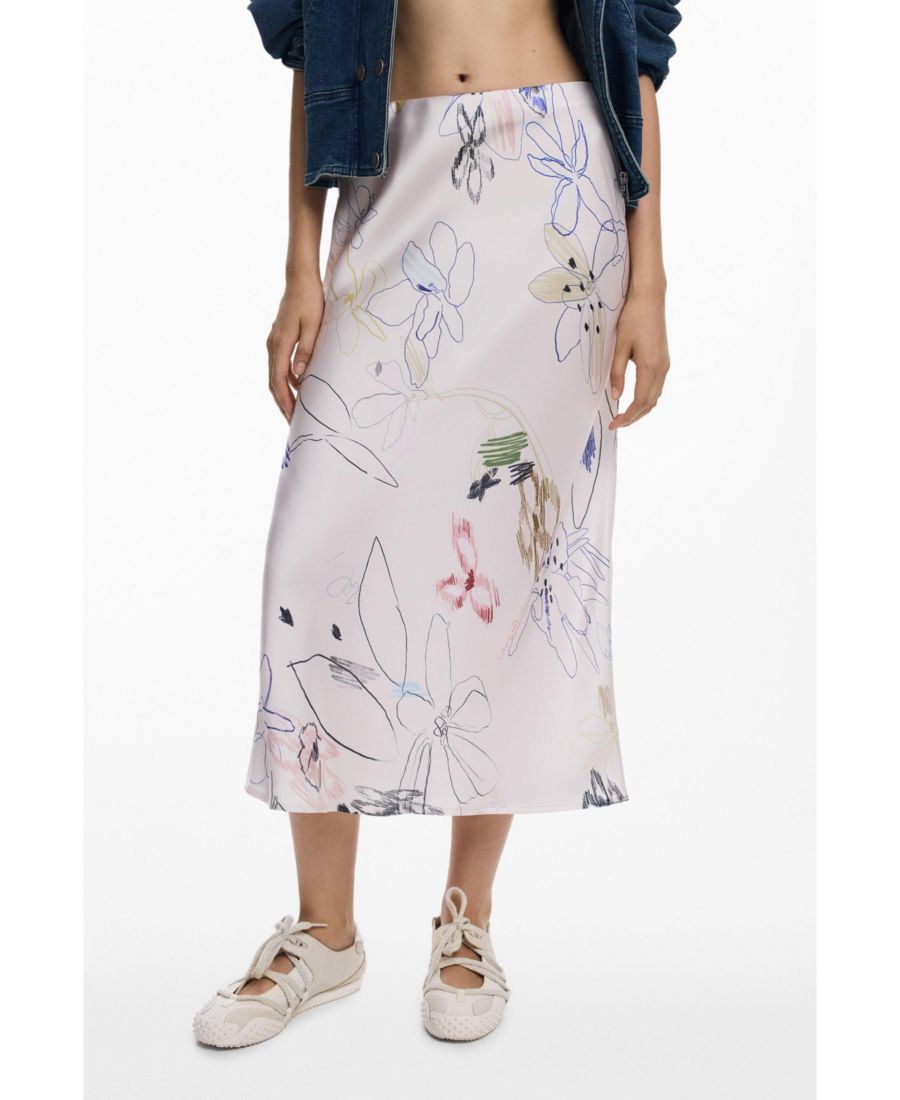 

Женская длинная юбка с мазками Desigual, Off white
