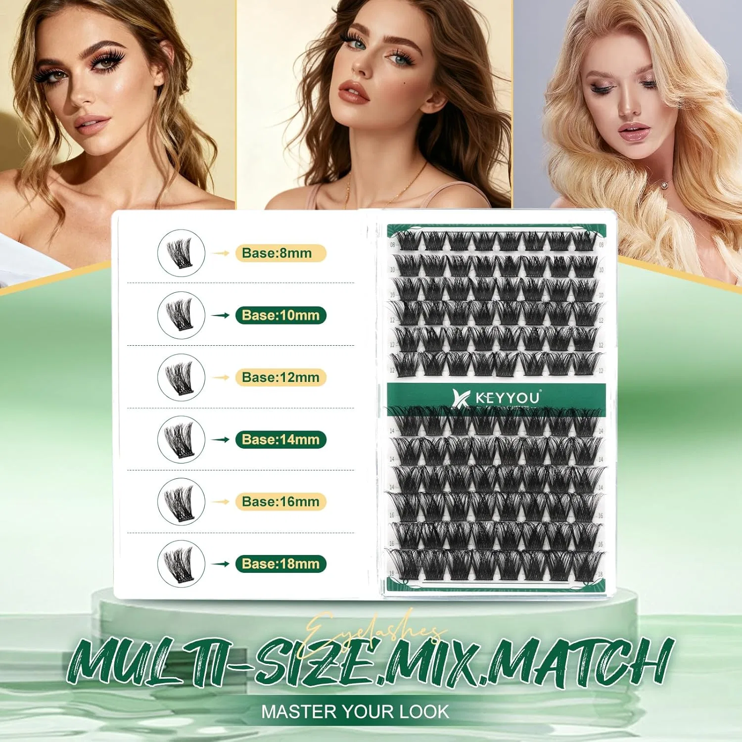 Набор накладных ресниц-пучков «Volume Natural Gentle» 10 мм от KEYYOU Keyyou, Y02 — фото 4