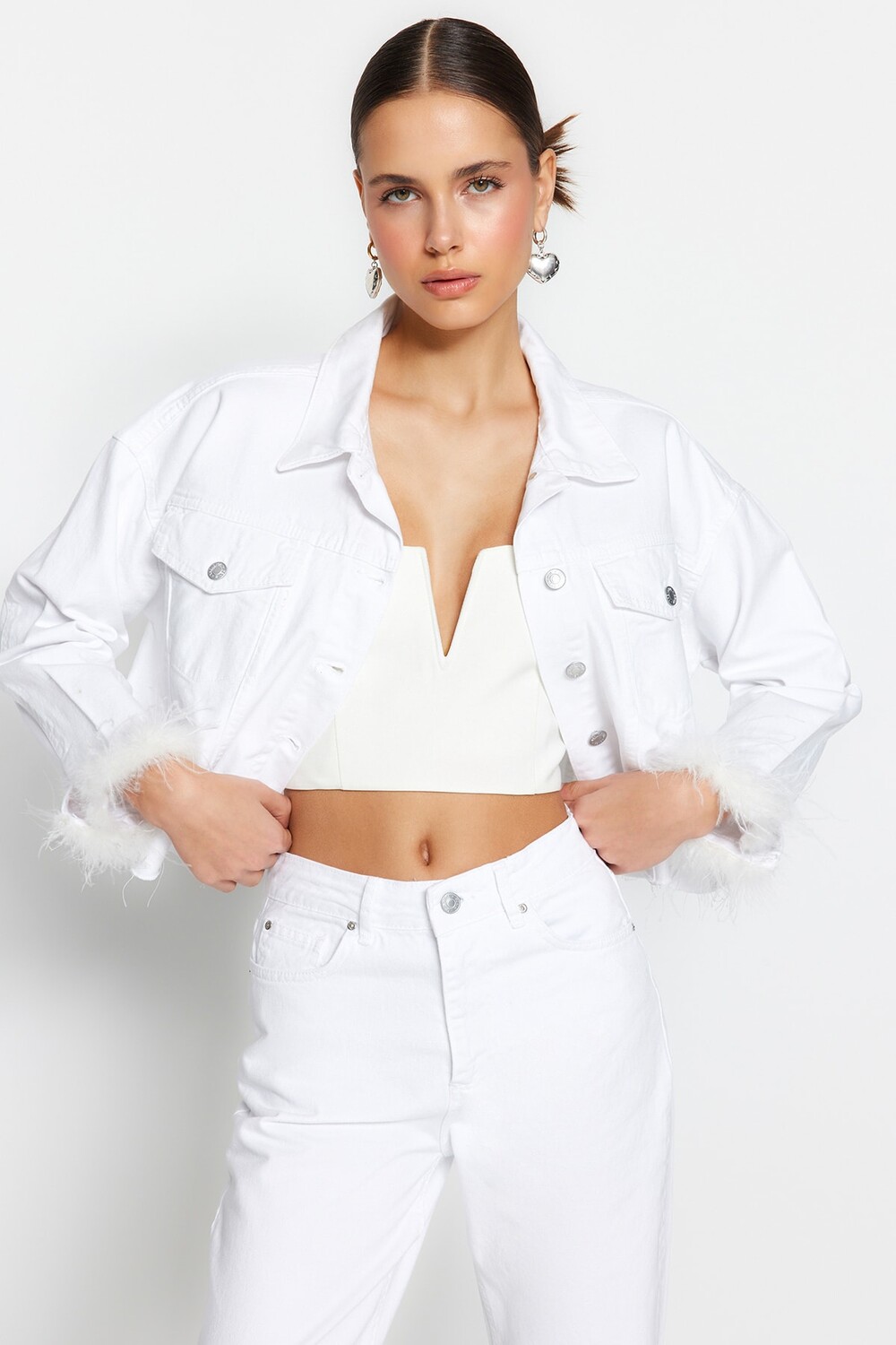 

Куртка - Белый - Oversize Trendyol