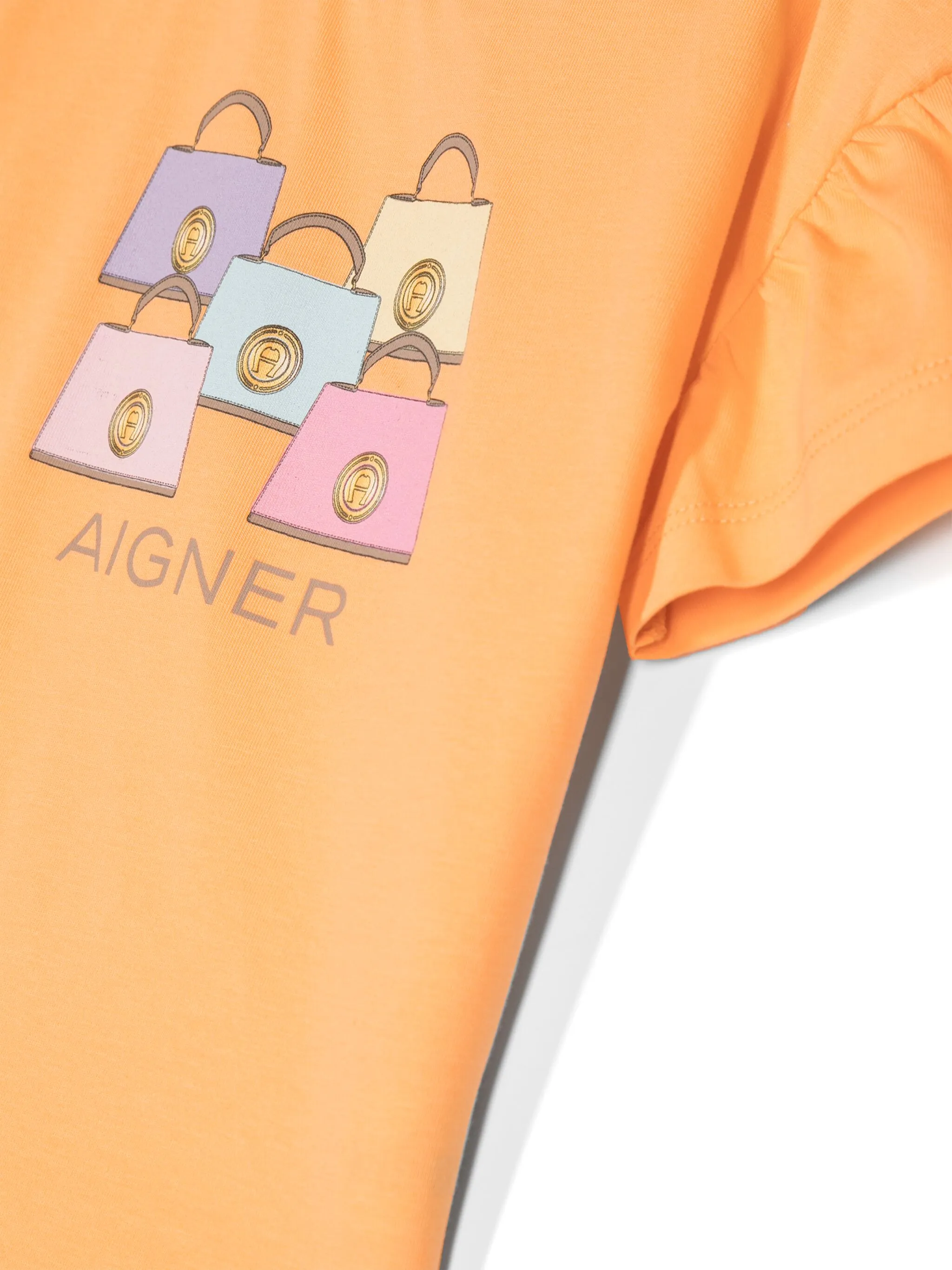 Футболка с расклешенными рукавами и логотипом Aigner Kids, оранжевый — фото 3