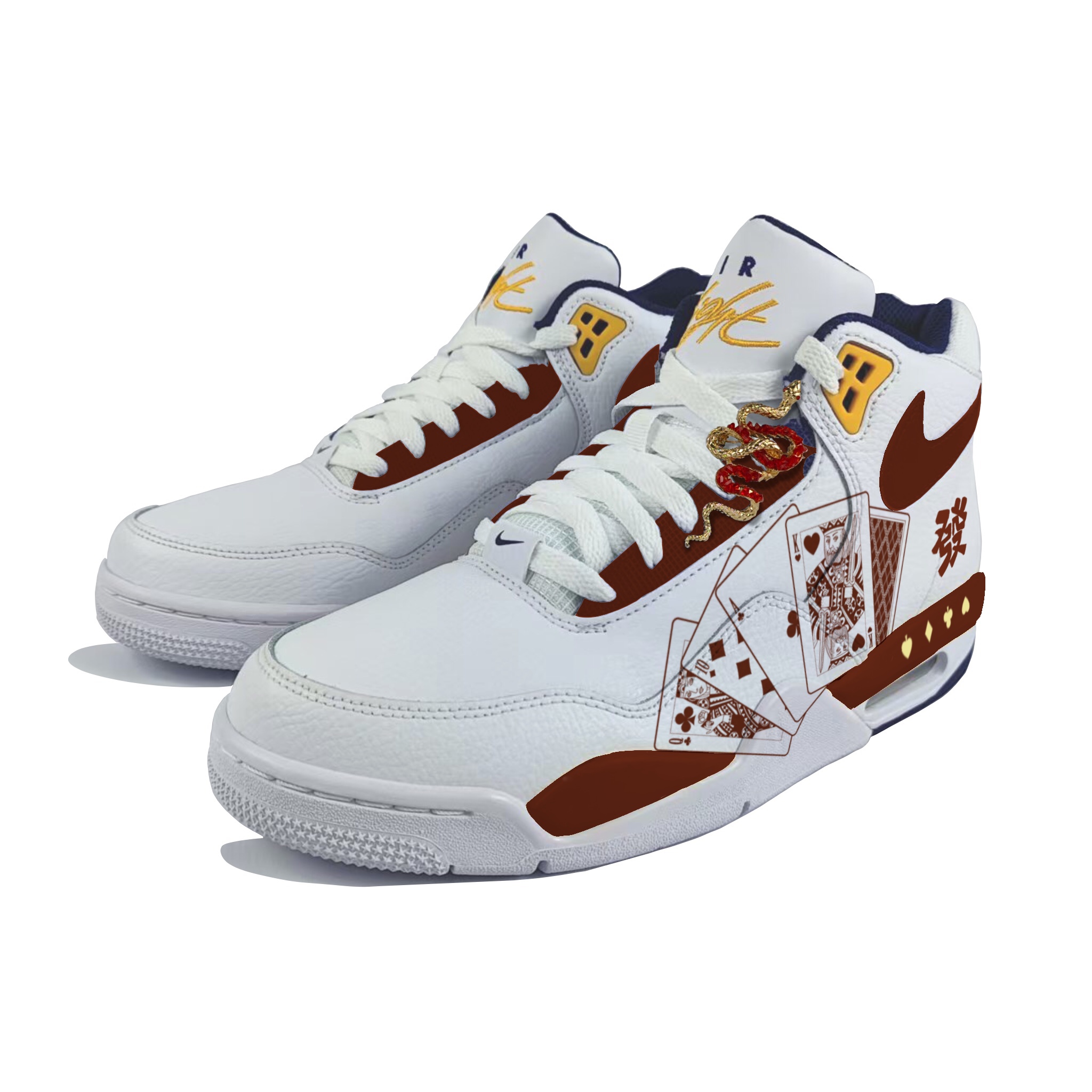 Nike Парные баскетбольные кроссовки Flight Legacy с амортизацией, противоскользящей и износостойкой подошвой, высокие, винтажные, мужские, белые — фото 4