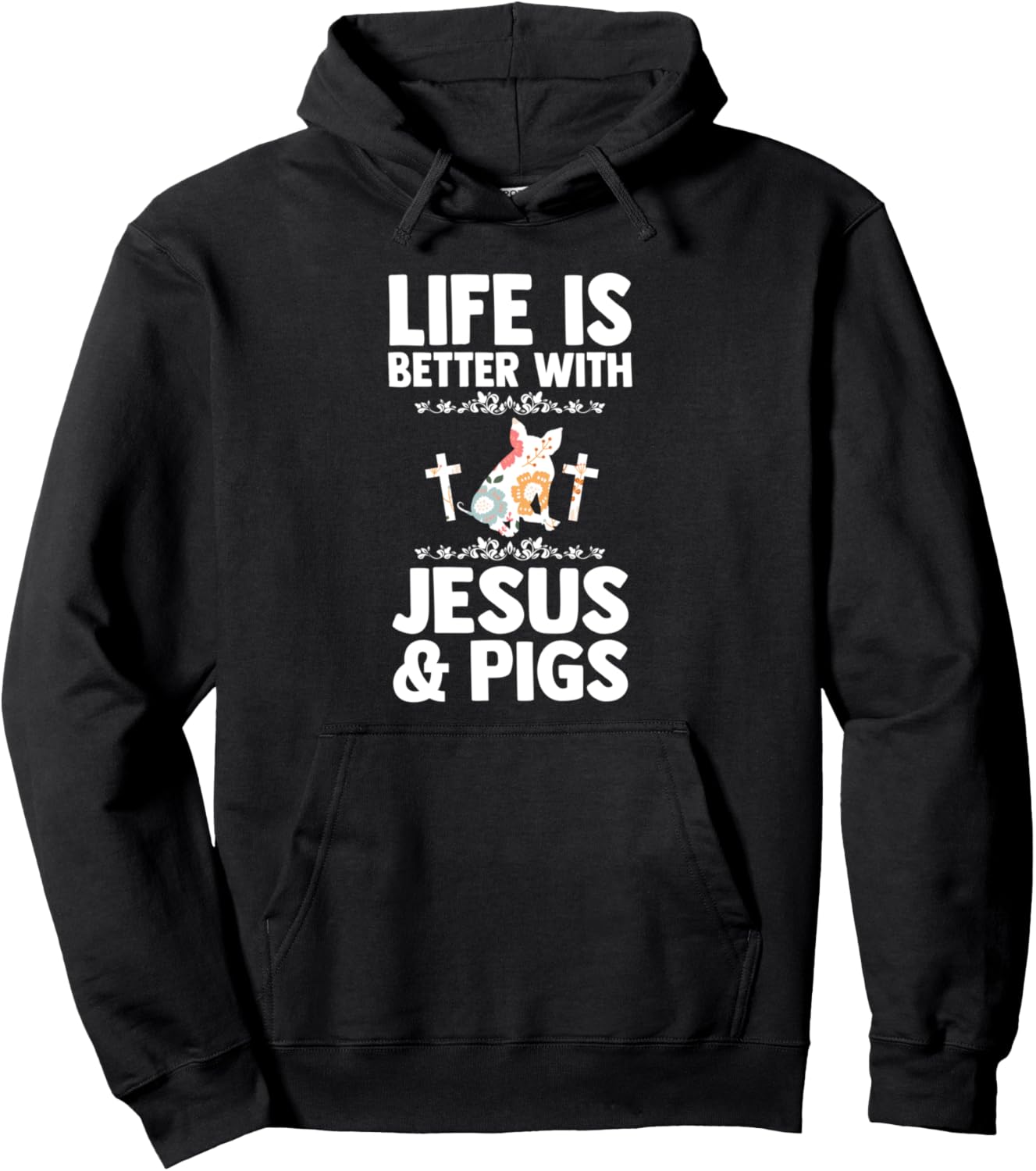 

Жизнь лучше с Иисусом и свиньями. Толстовка с изображением свиньи Jesus & Bible Gift, черный