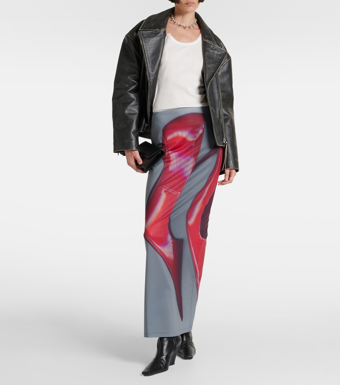 Юбка макси с принтом Emay Acne Studios, Dark Grey/Red — фото 2