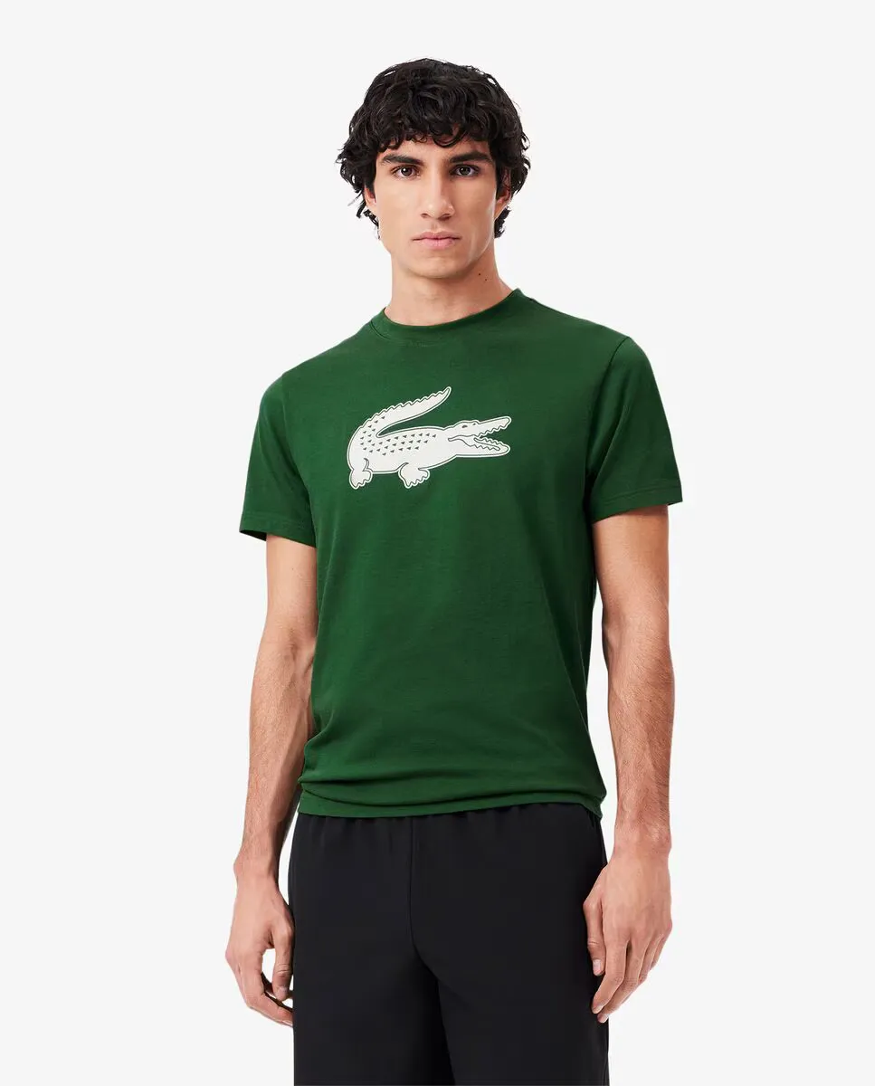 

Мужская футболка из дышащего трикотажа с 3D-принтом крокодила и коротким рукавом Lacoste, зеленый