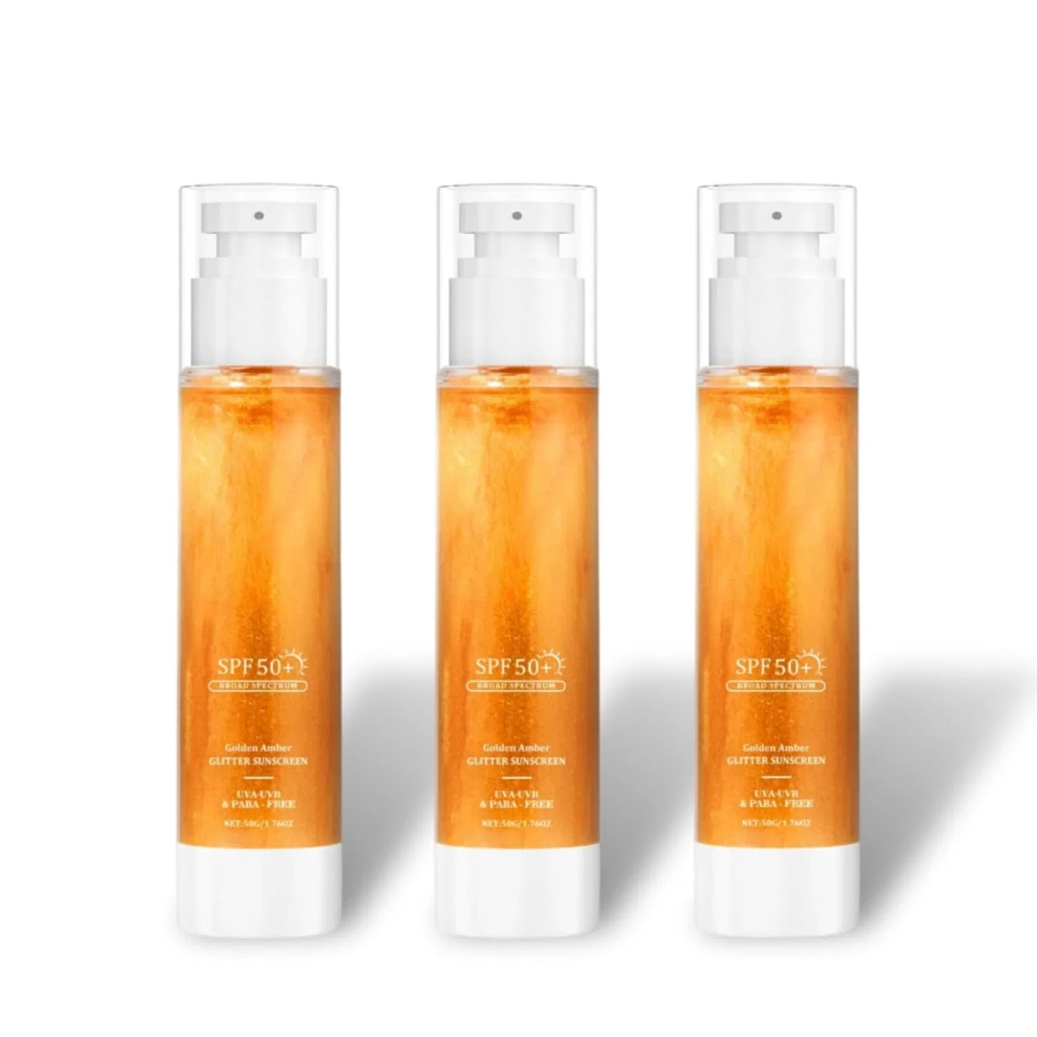 Мерцающий солнцезащитный крем SPF 50 водостойкий 50 г (3 шт.) Generisch, 3Pc