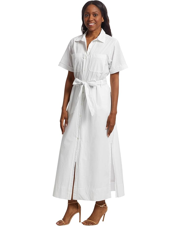 

Платье Lilla P Eyelet Trim Maxi Shirt Dress, белый