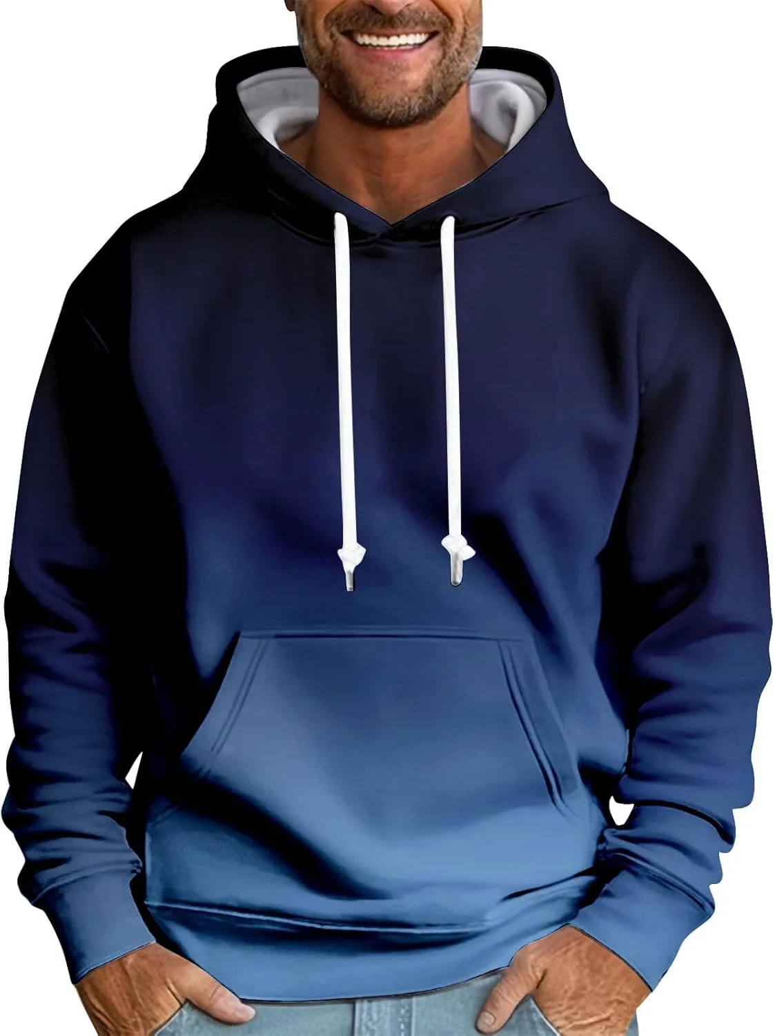 

Мужская повседневная толстовка Ymosrh с капюшоном, градиент, с карманом, M-4XL