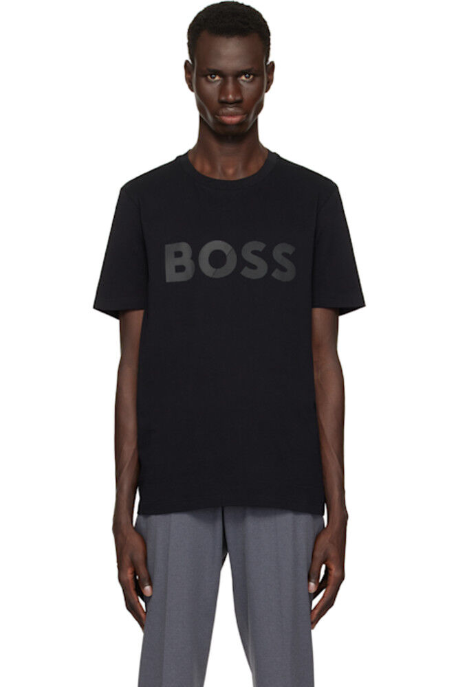 

Черная футболка из хлопкового джерси с большим логотипом BOSS