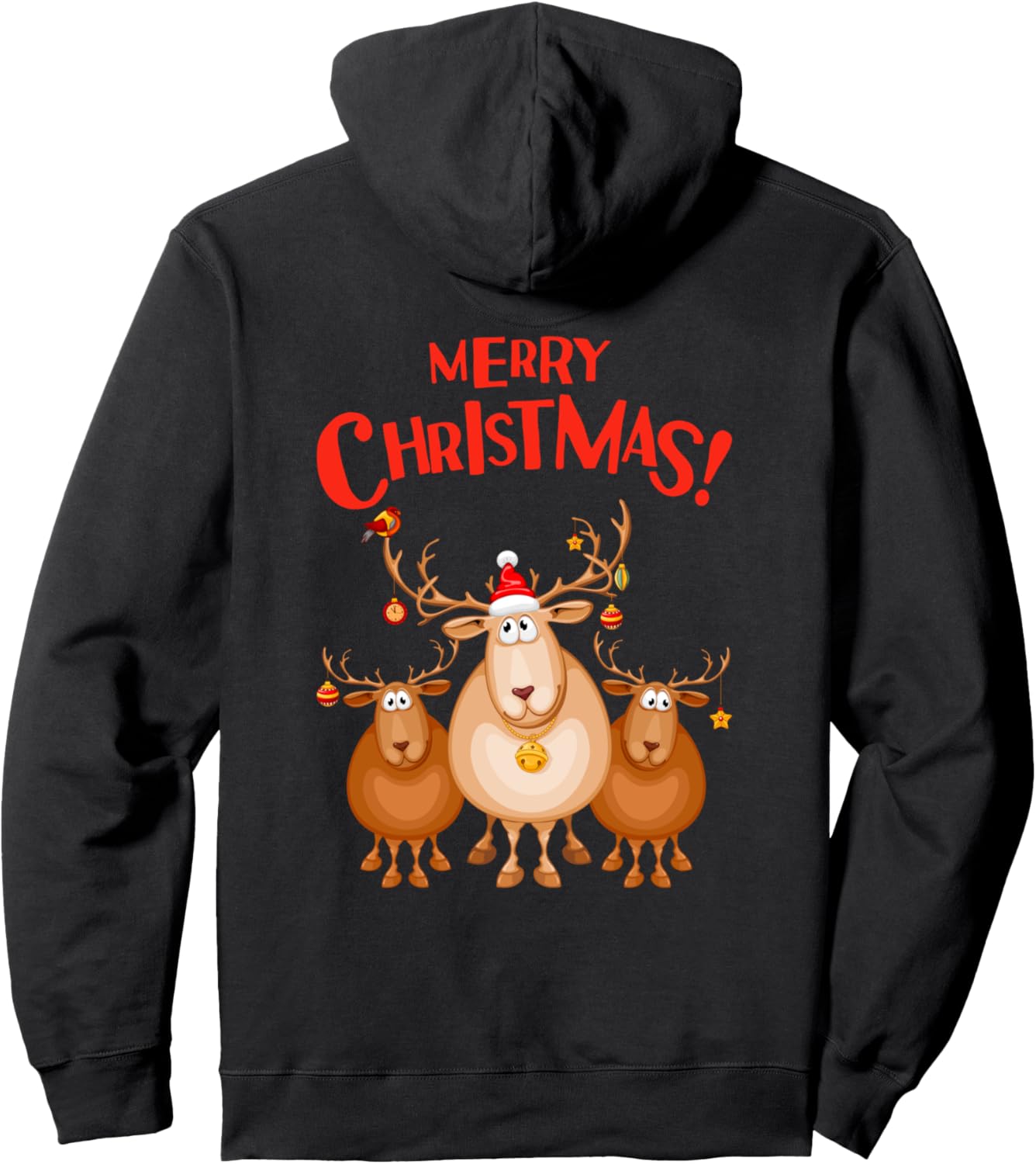 

Толстовка с изображением оленей и надписью «Счастливого Рождества» Christmas Kwanzaa Hanukkah Holiday Shop, черный