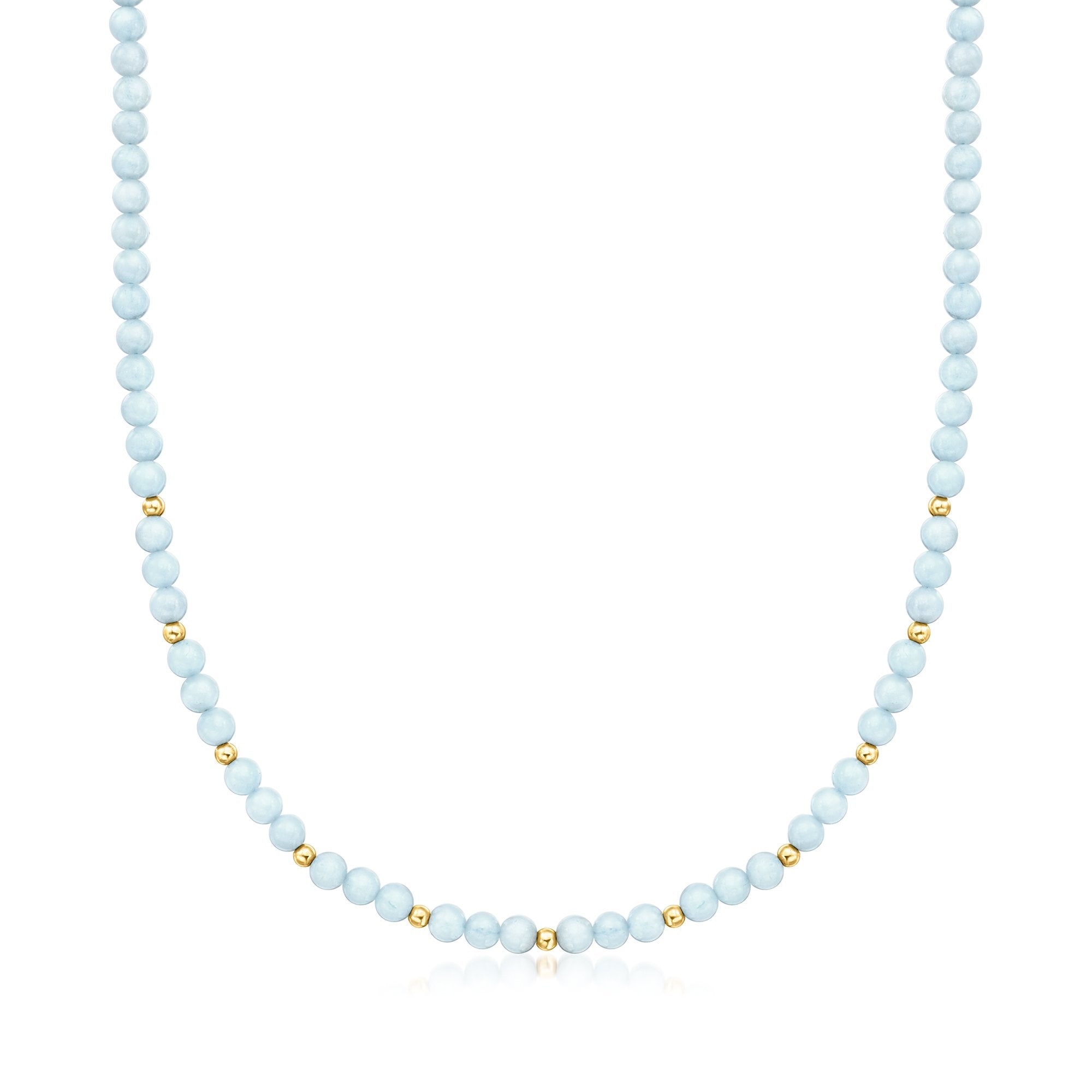 

Ожерелье RS Pure by Ross-Simons с аквамариновыми бусинами и 14-каратным желтым золотом Rs Pure, 16 In