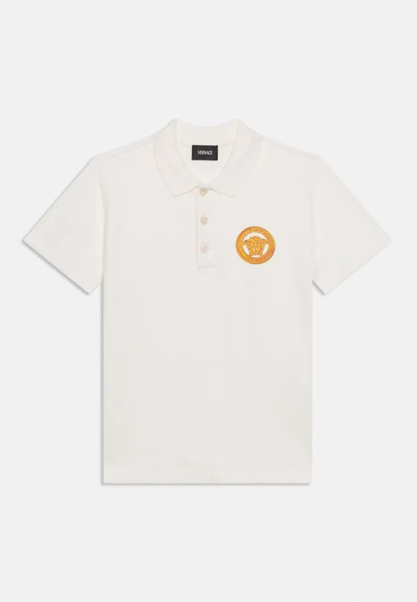 Футболка-Поло унисекс с изображением медузы Versace, White/Gold-Coloured — фото 3