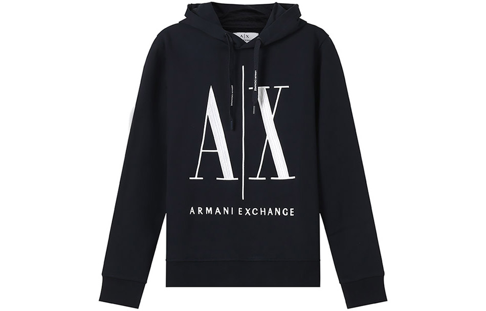 

Футболка с логотипом Длинный рукав Толстовка с капюшоном ARMANI EXCHANGE, Морской синий