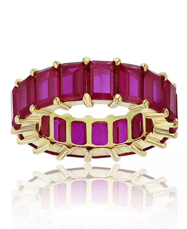 

Кольцо-Вечность с красным кубическим цирконием из стерлингового серебра с покрытием из желтого золота 14 карат Macy'S, red