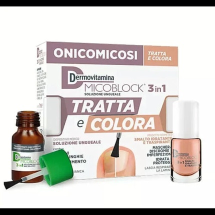 Средство для ухода и окрашивания ногтей Micoblock 3в1 12 мл Dermovitamina