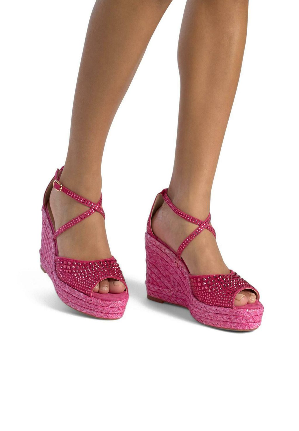 Босоножки на танкетке Espadrilles Alma en Pena, цвет Fucsia Jaspeado