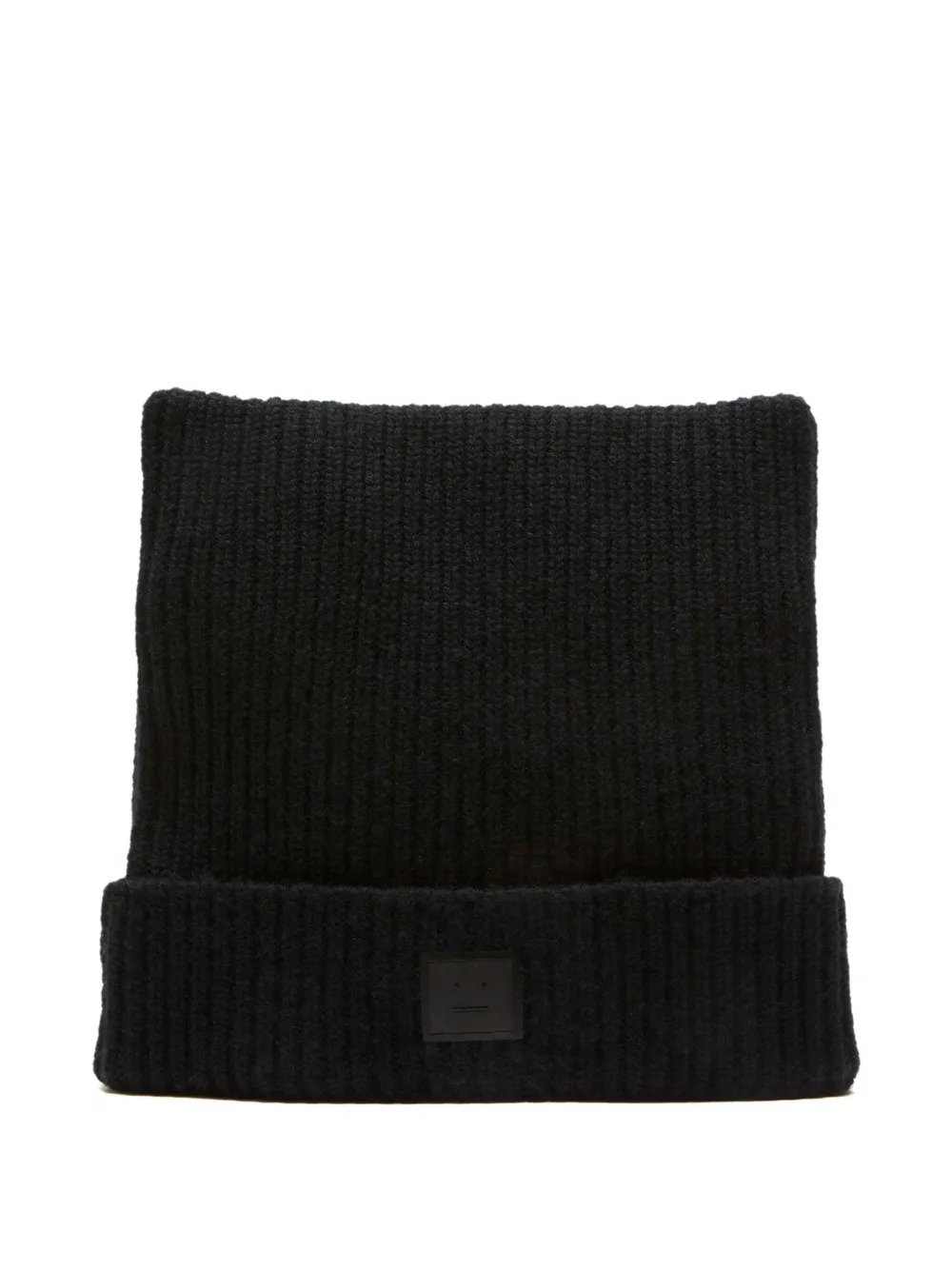 

Шапка бини в рубчик с нашивкой Acne Studios, черный