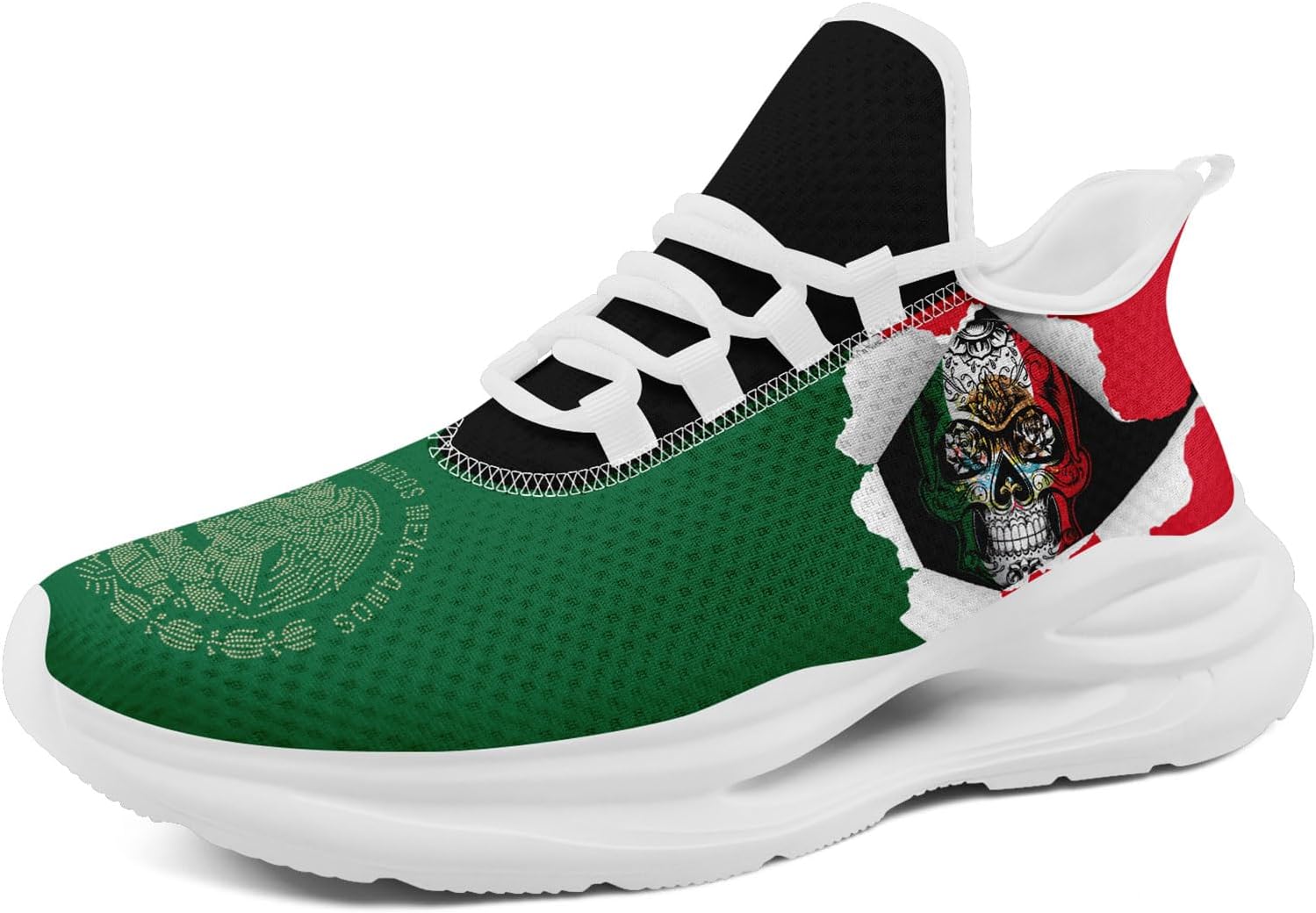 

Кроссовки AWSOLE с флагом Мексики для мужчин и женщин, с сеткой, легкие, дышащие, стильные, для занятий спортом, бега и фитнеса, белый/черный/красный/зеленый