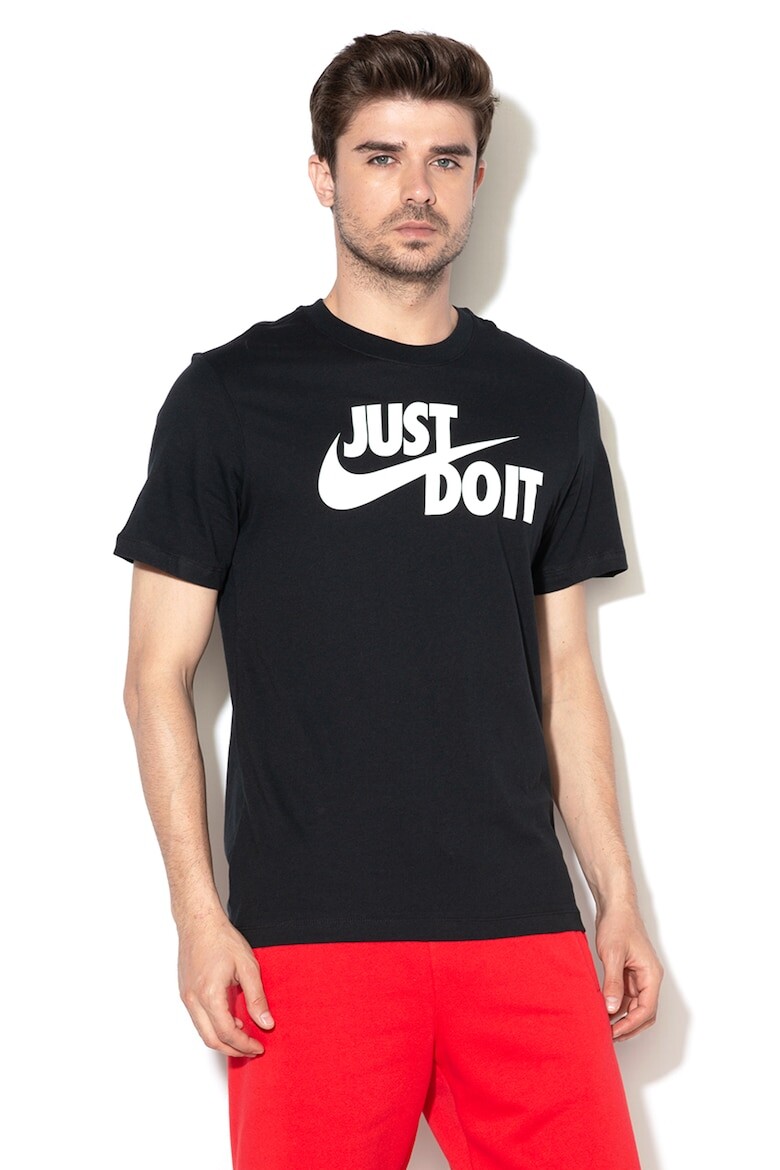 

Хлопковая футболка с логотипом Swoosh Nike, черный