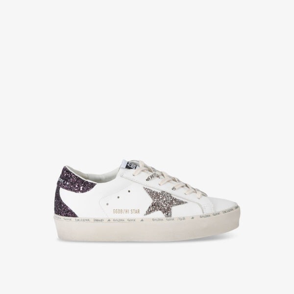 Женские низкие кроссовки hi star 11934 из кожи с блестками Golden Goose, белый