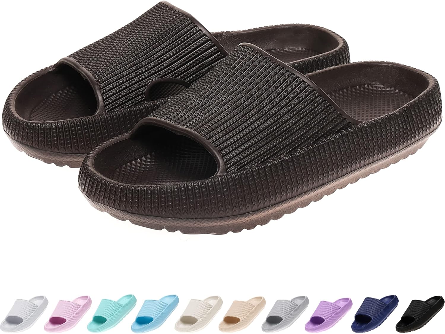 

Детские тапочки-подушечки rosyclo Cloud Slides, нескользящие, с открытым носком, мягкие, удобные, с толстой подошвой, для дома и улицы, темный шоколад