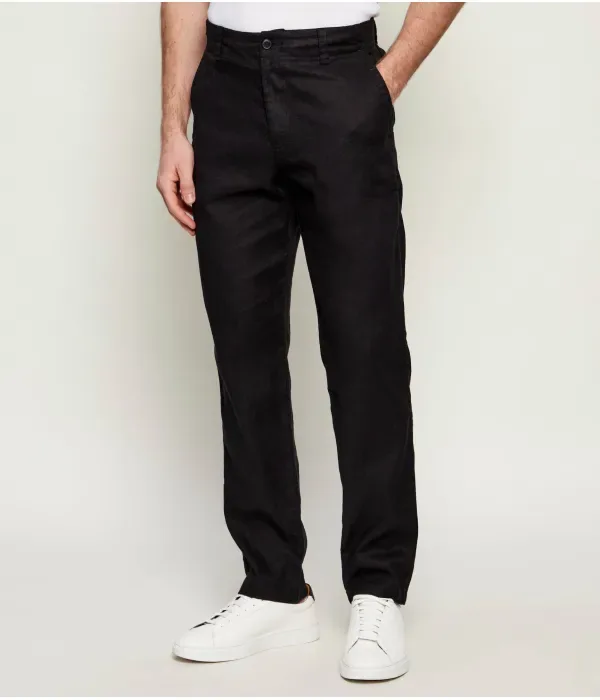 Брюки-Чиносы из льна Sanderson-L-3 regular fit Boss Orange, черный — фото 3