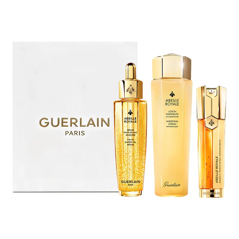 

Оригинальный набор сывороток и средств по уходу за кожей в двойных тюбиках с пчелиной эссенцией: разглаживание морщин и подтяжка кожи Guerlain, fourth generation original bee 50ml+bee essence water 150ml+dual tube serums 50ml+official box