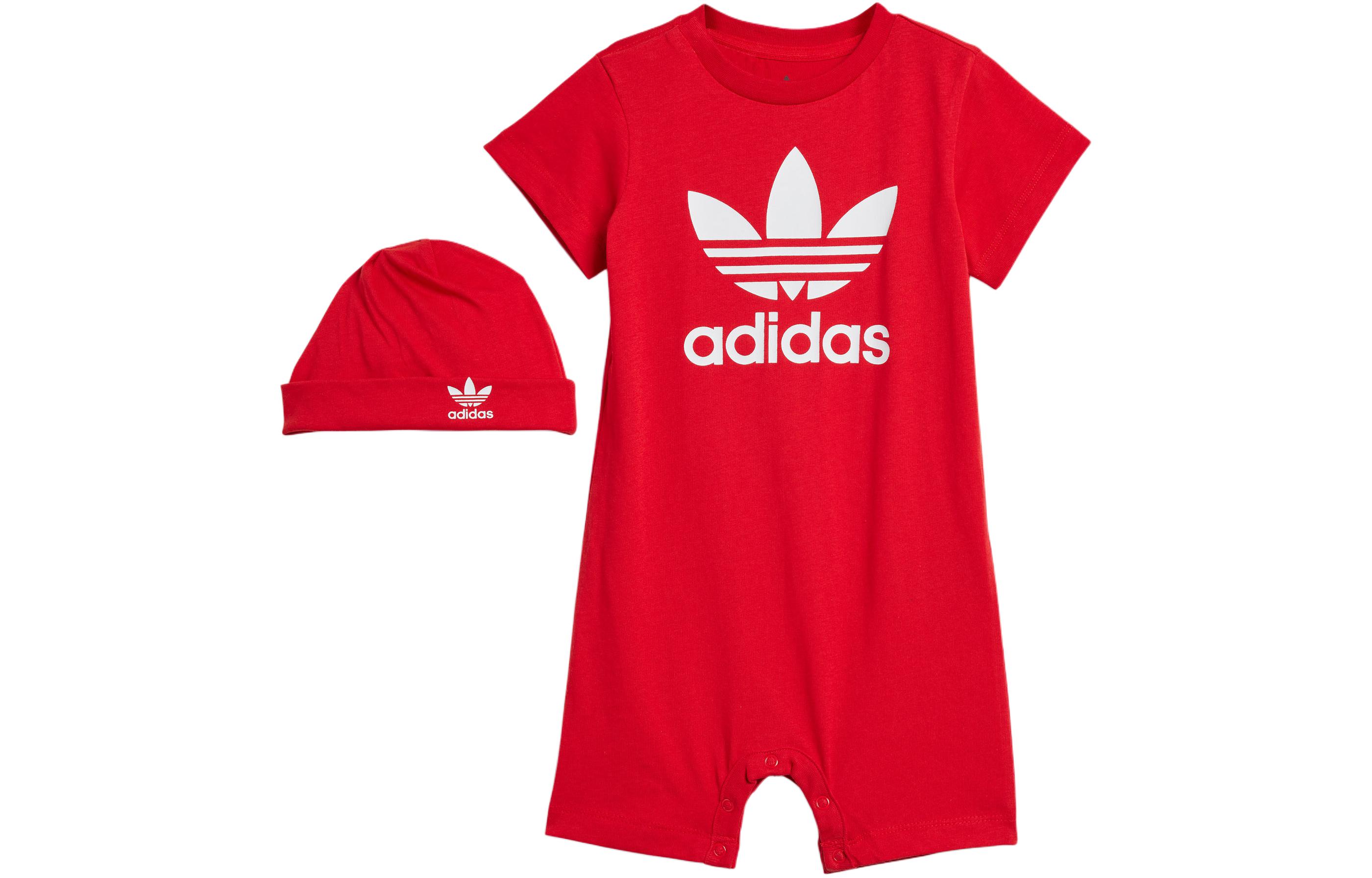 

Подарочный набор комбинезона светло-алый для младенцев и малышей Adidas Originals