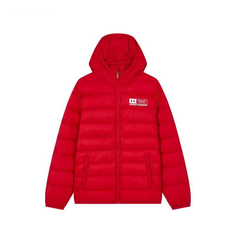 Детская пуховая куртка с капюшоном утепленная Under Armour, red — фото 2
