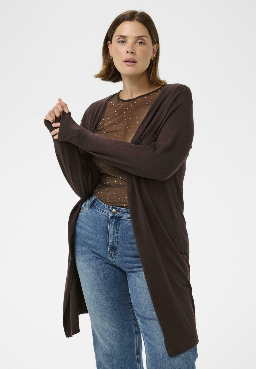 

Кардиган Kaffe Curve KCFARSIA LONG CARDIGAN NO, Black Coffee/Brown