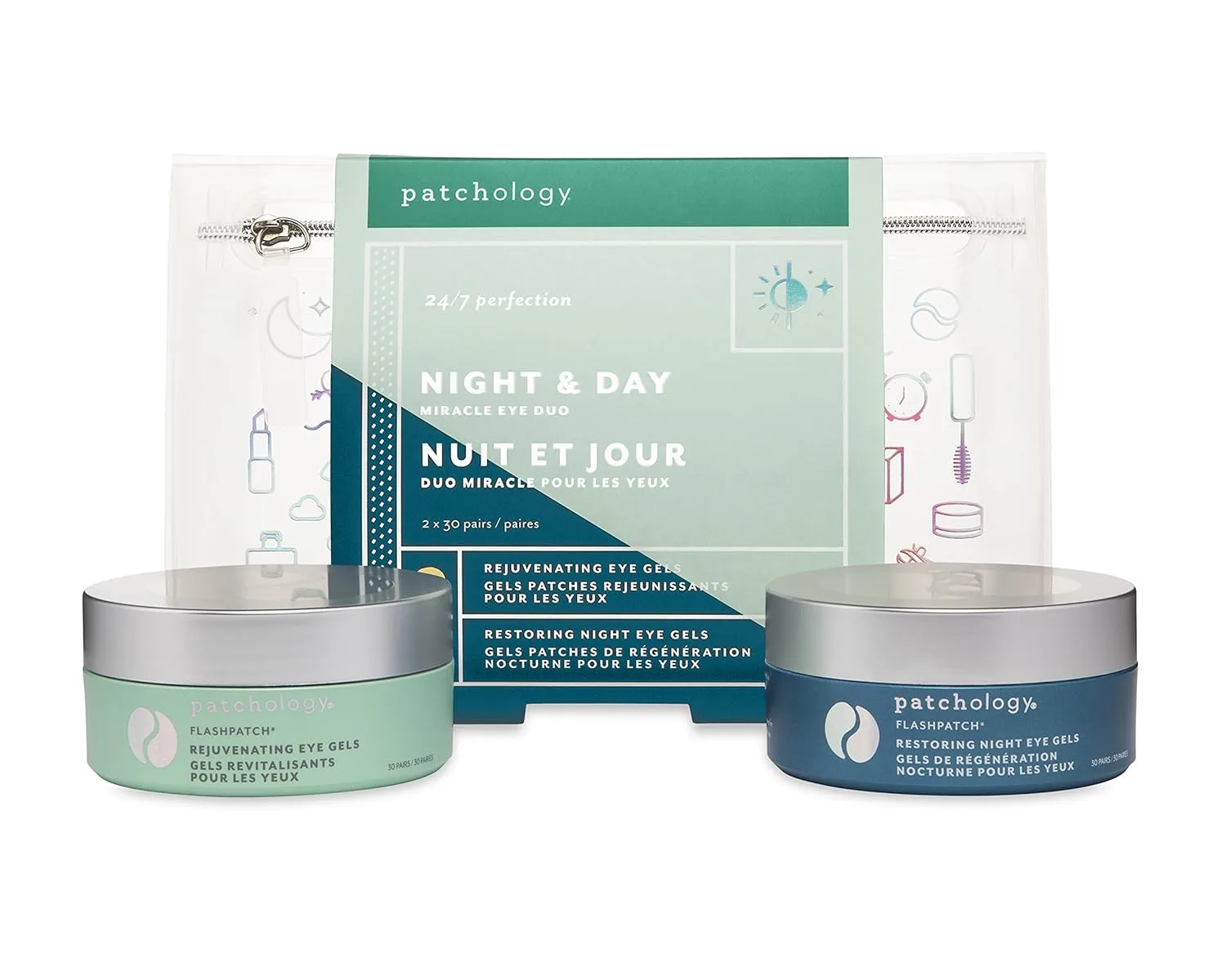 Патчи для глаз Patchology Night & Day (60 пар) - от темных кругов, отеков и морщин, с коллагеном и ретинолом 30 шт. (2 шт.)